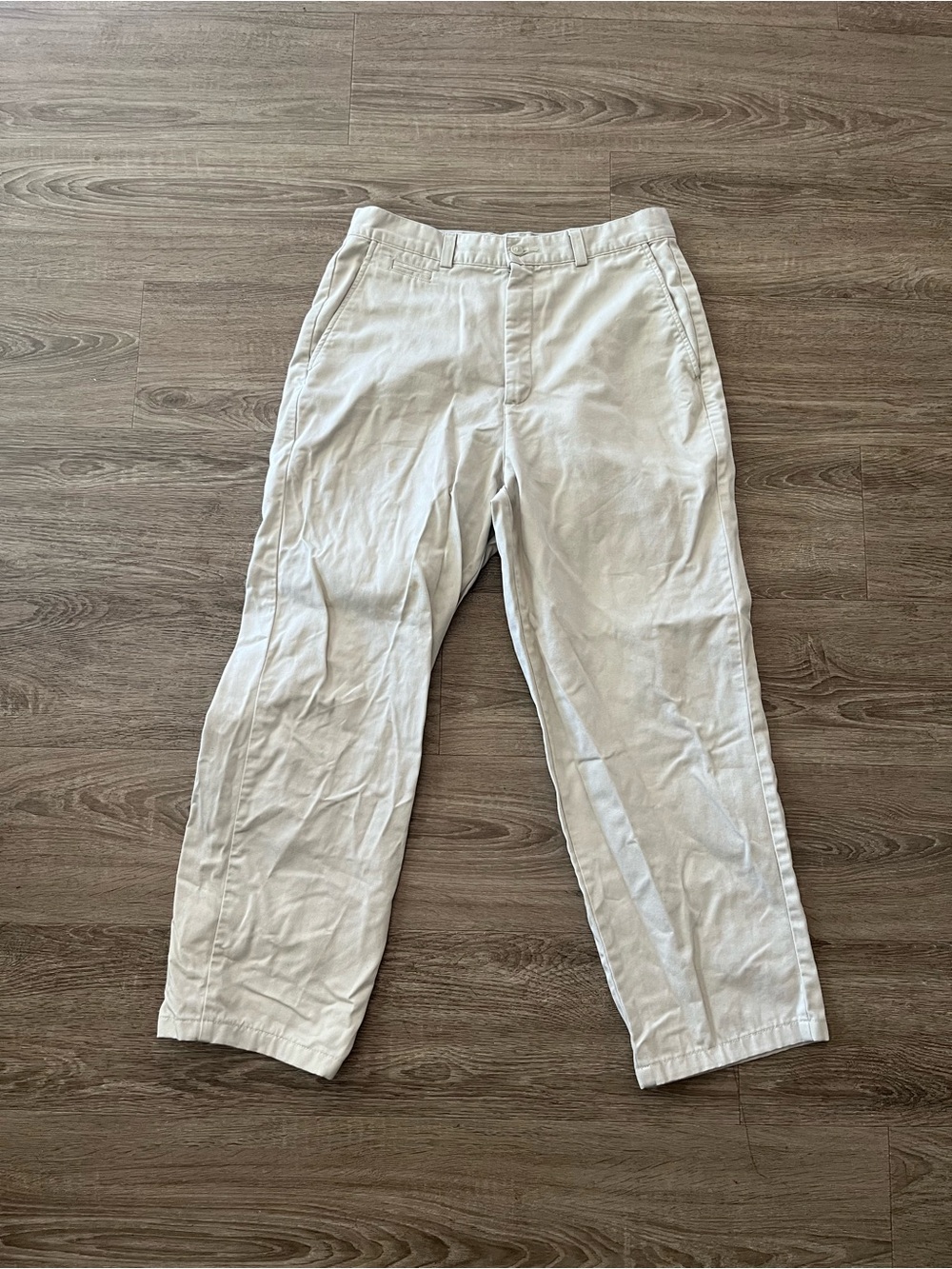 Y2K Dockers Straight Leg Cotton Khaki Pants Womens Size 12 Cream Flat Front
